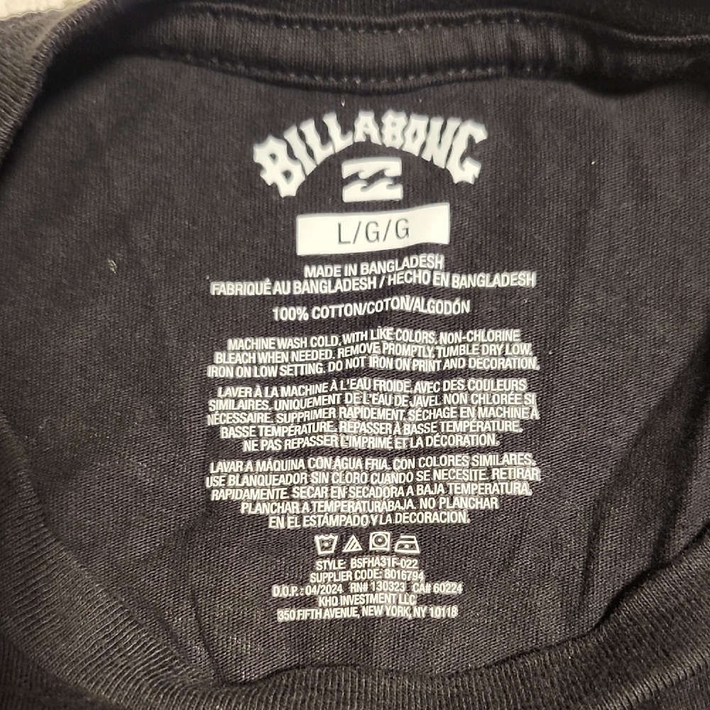 Billabong Kids Charcoal Tee with Neon Accents - Picture 2 of 3